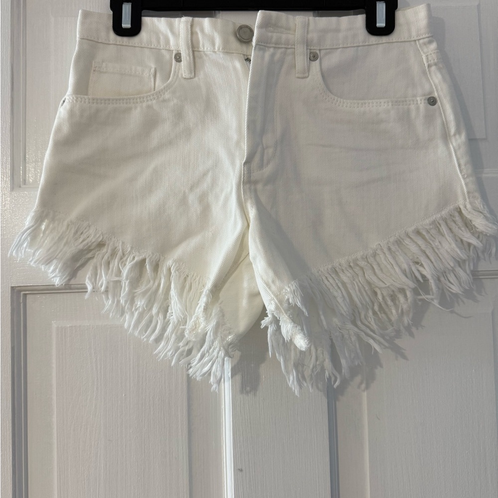 Blank NYC White Fringed Jean Shorts